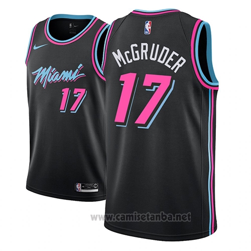 Camiseta Miami Heat Rodney McGruder #17 Ciudad 2018-19 Negro